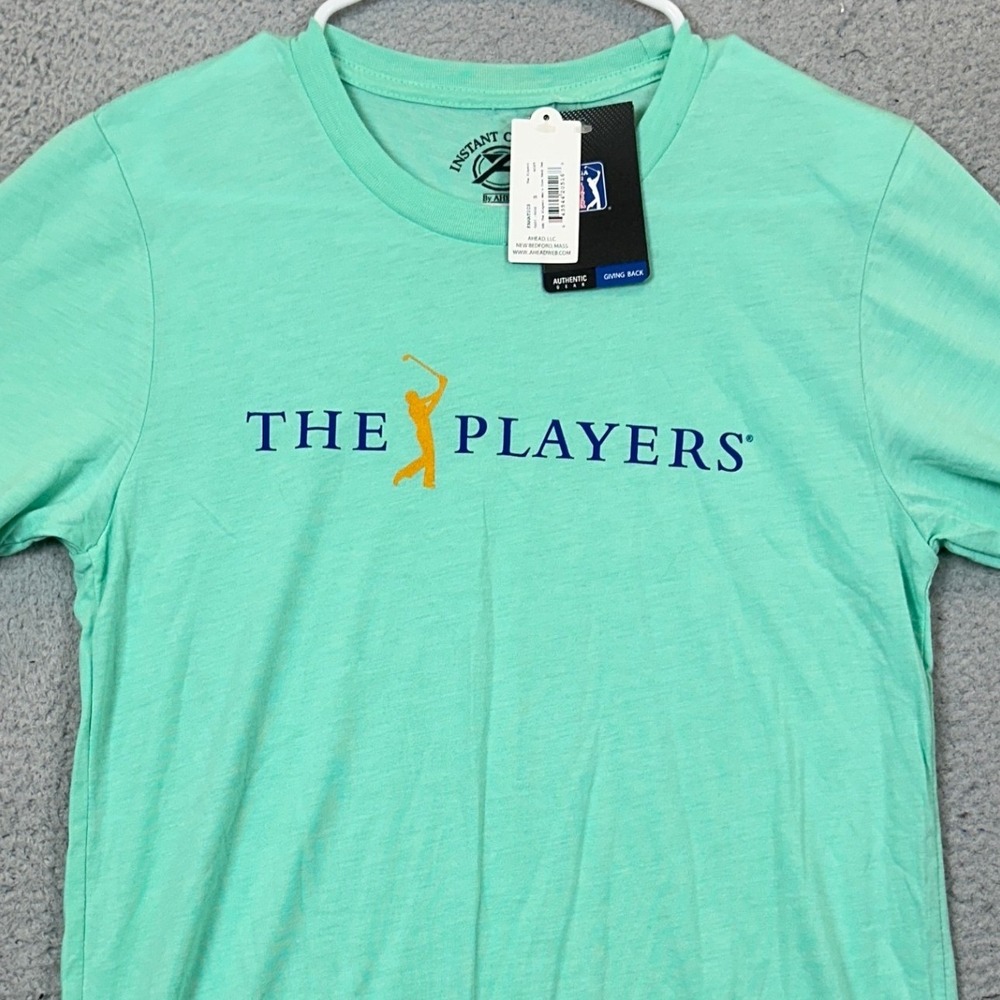 NEW Ahead The Players T-Shirt Mens Small Mint Green PGA Tour Golf Crewneck Tee